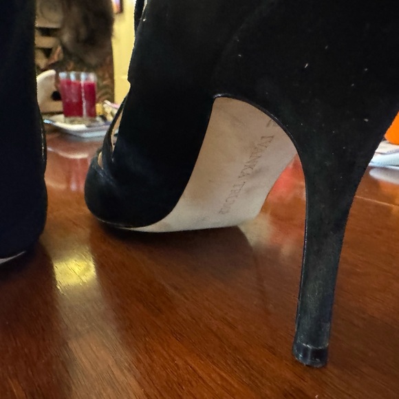 Elegant Black Suede Women's Shoes with tie-up and zipper back - Picture 8 of 8